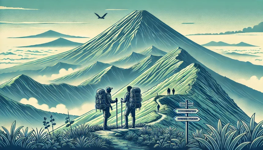 ilustrasi mendaki gunung gede